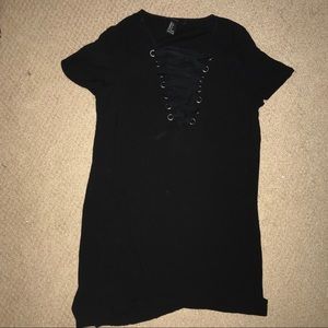 Black Lace Up Dress